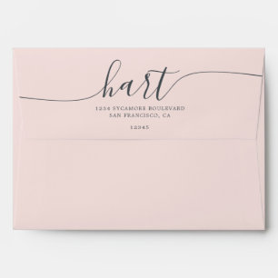 Enveloppe Pastel Pink avec Black Script Adresse de retour