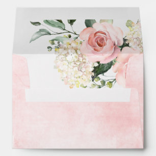 Enveloppe Pastel Pink Blush Rose Floral Mariage botanique