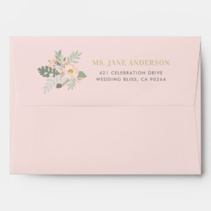 Enveloppe Pastel Pink Gold Floral Boho Mariage