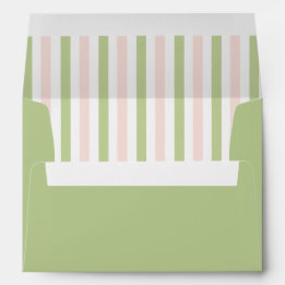 Enveloppe Pastel Pink & Green Stripes Preppy Garden Wedding