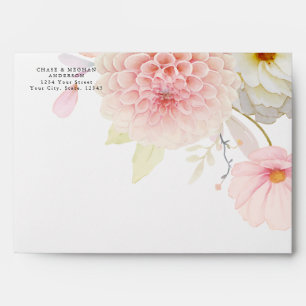 Enveloppe Pastel Pink Spring Flowers BarefootBride