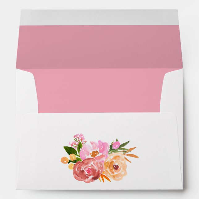 Enveloppe Pastel rose Printemps mariage floral (Dos (Bas))