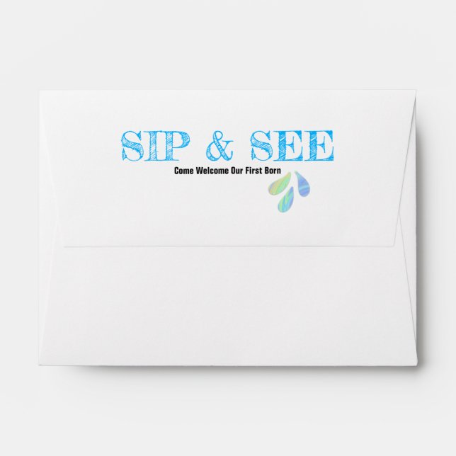 Enveloppe Pastels Inside Blue "Sip and See" sur Flap (Dos (Haut rabat))