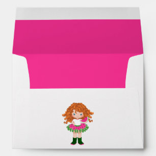 Enveloppe Pastèque rose mignonne Tutu Ginger Haired Girl