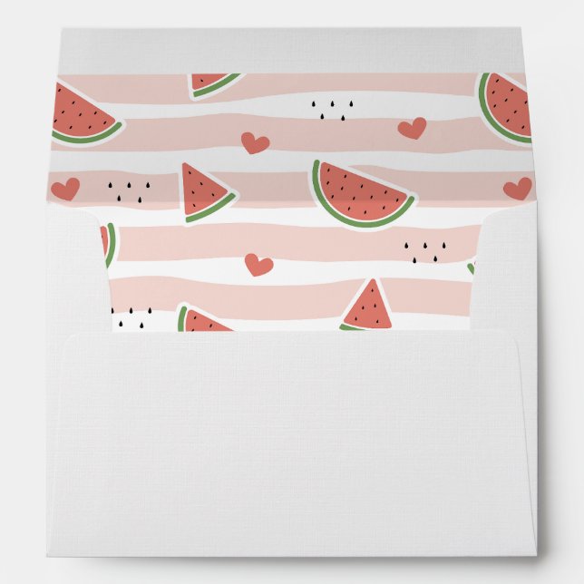 Enveloppe Pastèques rouges, Coeurs, Grandes Pâtes, Motif d'é (Dos (Bas))