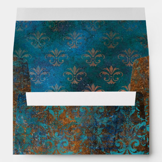 Enveloppe Patina de cuivre de Grunge et Turquoise (Dos (Bas))