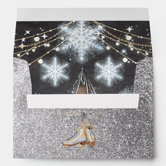 Enveloppe Patineuse de glace Anniversaire Parties scintillan (Dos (Bas))