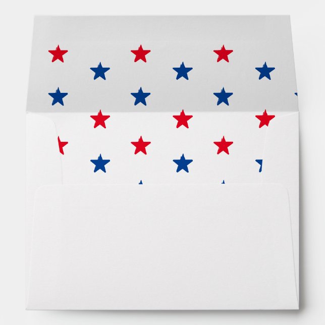 Enveloppe Patriotique Rouge blanc et bleu étoiles motif (Dos (Bas))