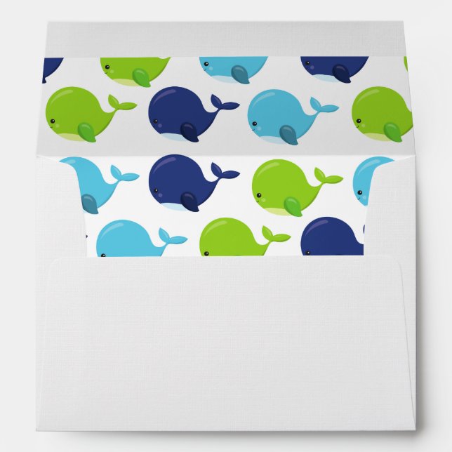Enveloppe Pattern of Whales, Cute Whales, Sea Animals (Dos (Bas))