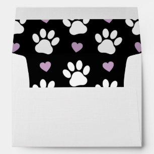 Enveloppe Paw Motif, Chien Paws, White Paws, Lilac Hearts