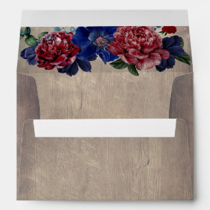 Enveloppe Pays rustique de fleurs de bleu marine de