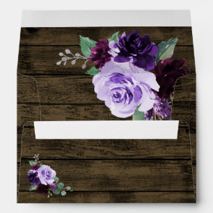 Enveloppe Pays Rustique Floral violet et Mariage de bois d'o