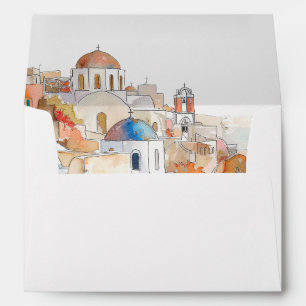 Enveloppe Paysage coloré du Mariage de Santorin