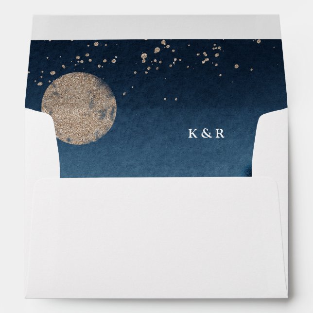 Enveloppe Paysage de nuit bleu Mariage préadressé (Dos (Bas))