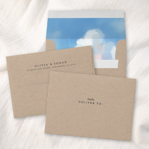 Enveloppe Paysage élégant peint Mariage Kraft marron