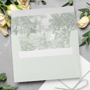 Enveloppe Paysage Toile Romantique Classique Vert Sauge