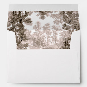 Enveloppe Paysage vintage Cottage Toile Brown & Blanc