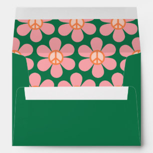 Enveloppe Peace Sign Flower Green Showback Adresse de retour