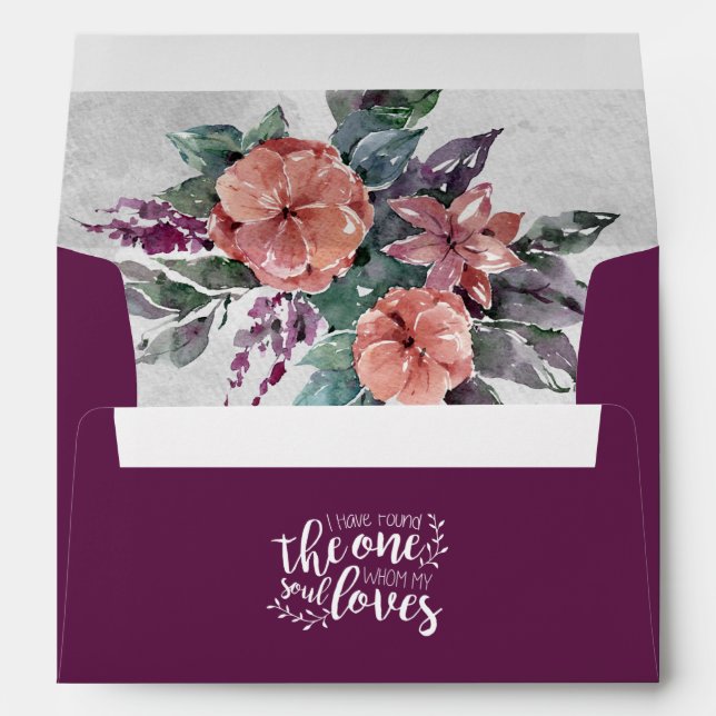 Enveloppe Peach Floral Adresse de retour Bible Mariage pourp (Dos (Bas))