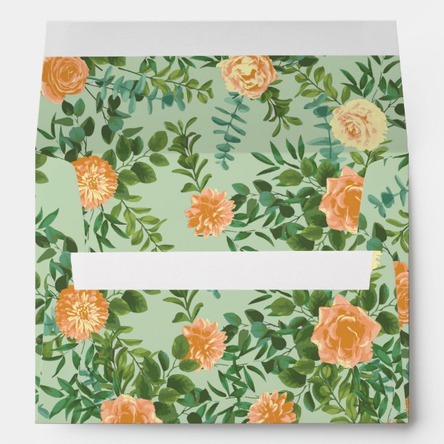 Enveloppe Peach Green Mariage Spring Pastel (Dos (Bas))