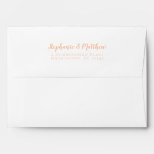 Enveloppe Peach Mariage Bride & Groom Retour Adresse Moderne
