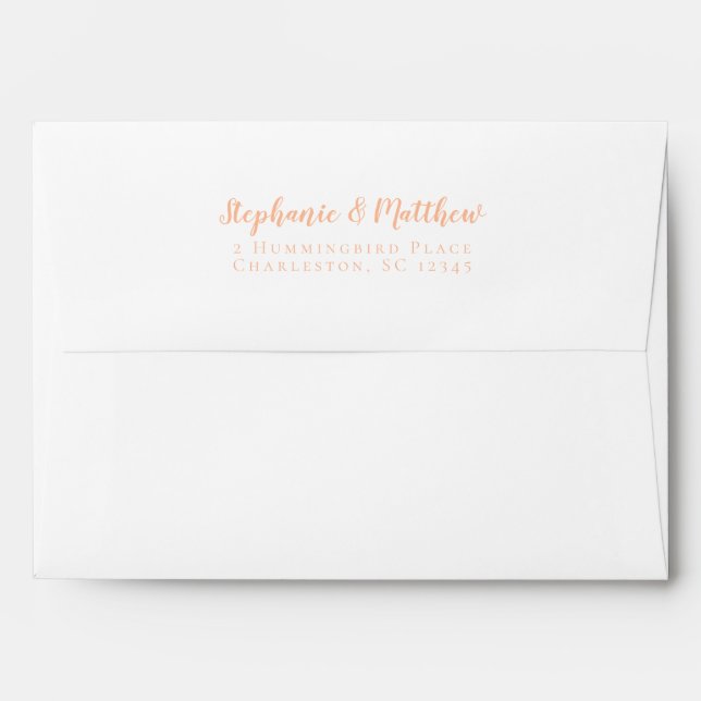 Enveloppe Peach Mariage Bride & Groom Retour Adresse Moderne (Dos (Haut rabat))