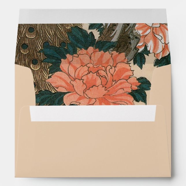 Enveloppe Peacock et Peonies par Mariage Hiroshige (Dos (Bas))