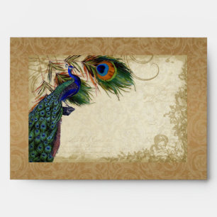 Enveloppe Peacock & Feathers Vintage Gold Look Damask Swirl