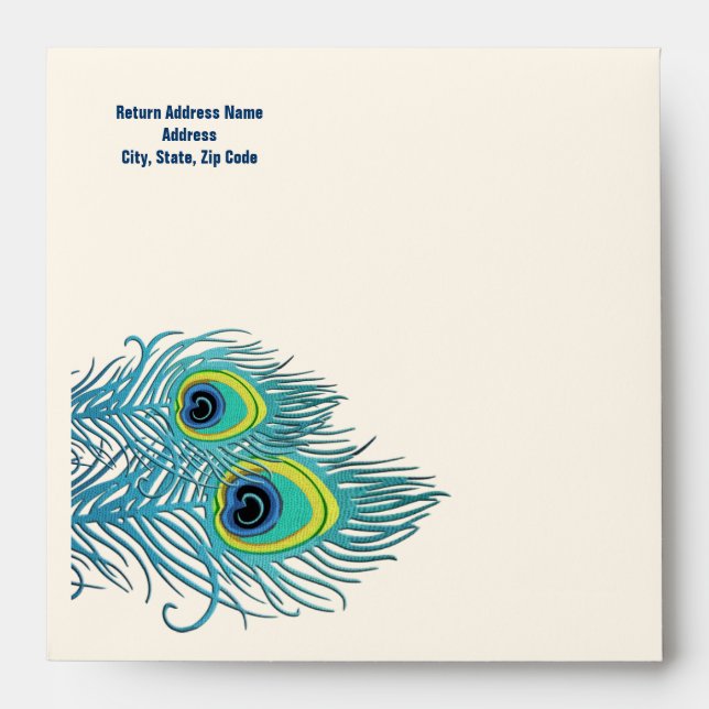 Enveloppe Peacock Mariage bleu marine (Devant)