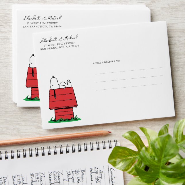 Enveloppe Peanuts Snoopy Dog House | BABY SHOWER (Stacked)