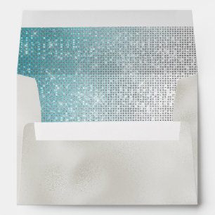 Enveloppe Pearl Glitzy Aqua Ombre Sparkle Mariage