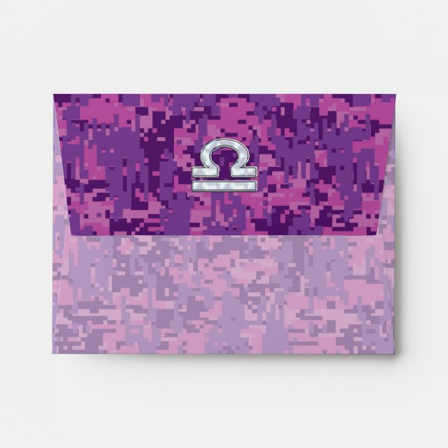 Enveloppe Pearl Libra Zodiac Sign on Fuchsia Camo numérique (Dos (Haut rabat))