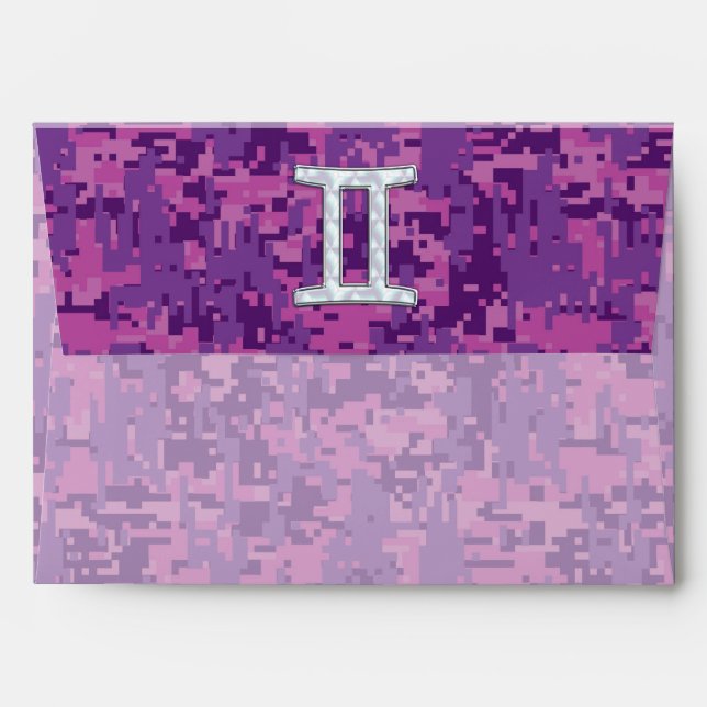 Enveloppe Pearl Like Gemini Zodiac Sign on Digital Camo (Dos (Haut rabat))
