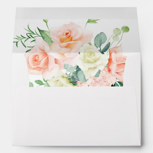 Enveloppe Pêche et blanc Floral V3 3 (Dos (Bas))