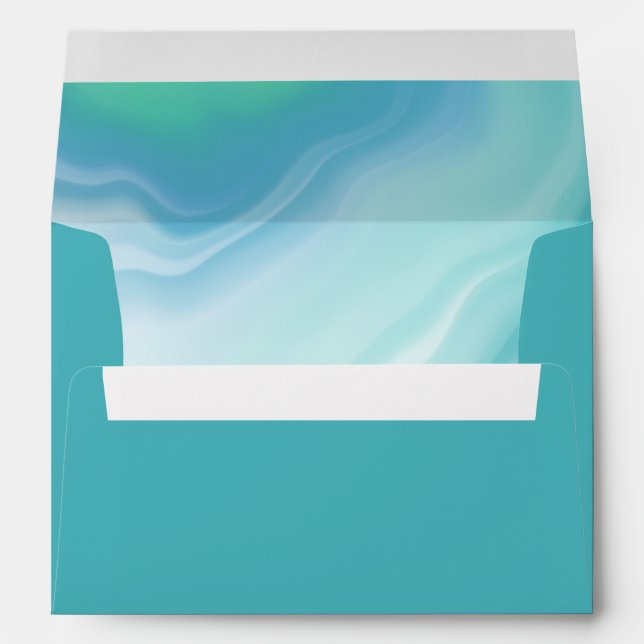 Enveloppe Peekaboo turquoise bleu aquarelle avec a (Dos (Bas))