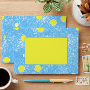 Enveloppe Peinture bleu éponge avec points jaunes