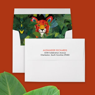 Enveloppe Peinture de tigre de jungle vert sauvage coloré mi