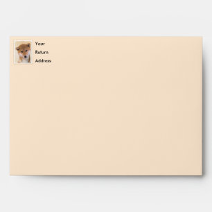 Enveloppe Peinture Shiba Inu (Rouge) - Art Chien original