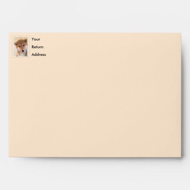 Enveloppe Peinture Shiba Inu (Rouge) - Art Chien original (Devant)