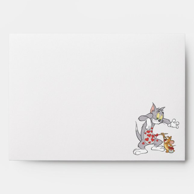 Enveloppe Peinture Tom & Jerry Coeurs de Saint-Valentin (Devant)