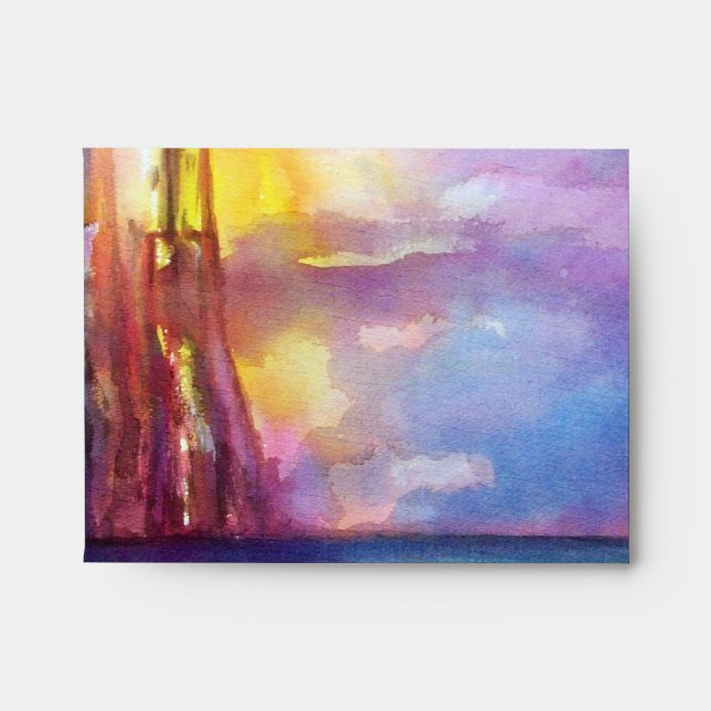Enveloppe PENDRAGON Chevaliers médiévaux, Coucher de soleil  (Devant)