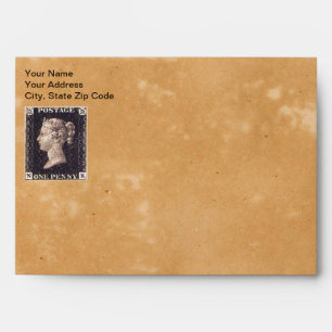 Enveloppe Penny Black Postage Timbre