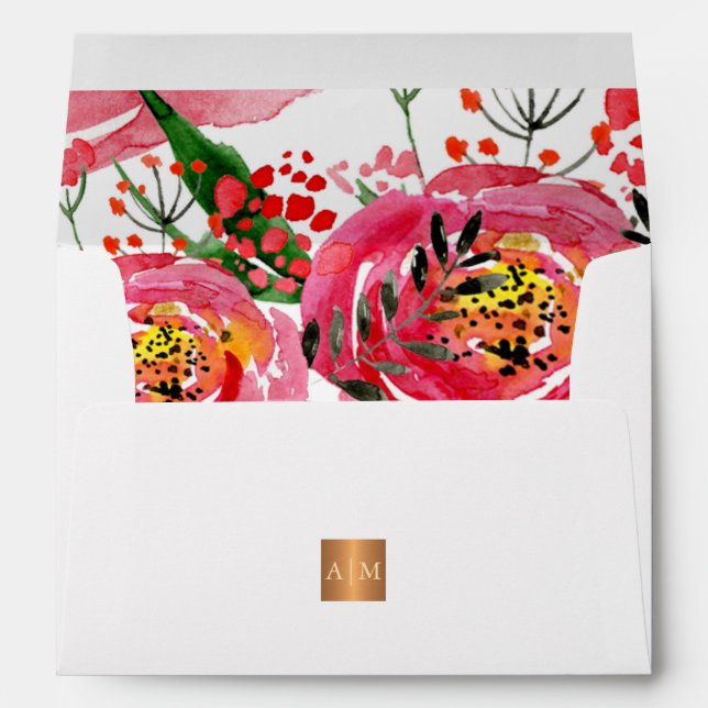 Enveloppe Peoné rose pâle élégant mariage monogramme (Dos (Bas))