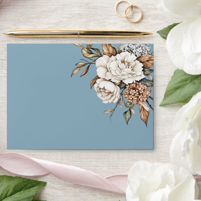 Enveloppe Peony et Hydrangea Mariage bleu Poudre (Wedding)