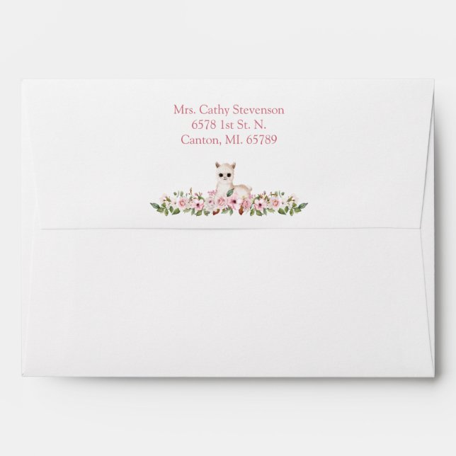 Enveloppe Pépinière rose aquarelle Mobile Baby shower modern (Dos (Haut rabat))