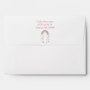 Enveloppe Pépinière rose aquarelle Mobile Baby shower modern