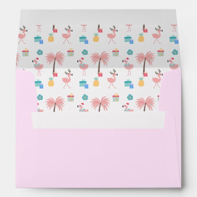 Enveloppe Père Noël Flamingo Pattern Amusant rose Tropical N (Dos (Bas))