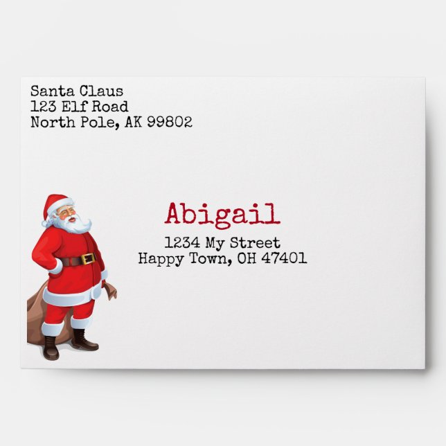 Enveloppe PÈRE NOËL Mail PERSONNALISÉ du pôle Nord (Devant)