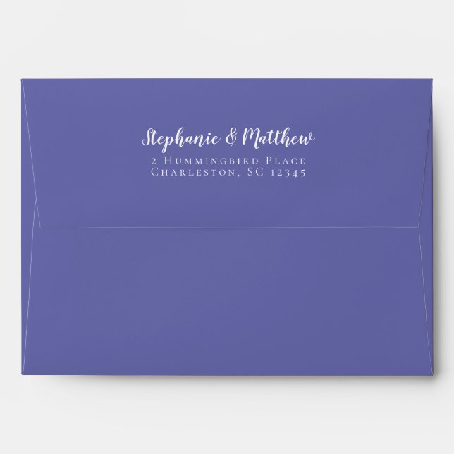 Enveloppe Periwinkle Blue Mariage Bride Groom Adresse de ret (Dos (Haut rabat))