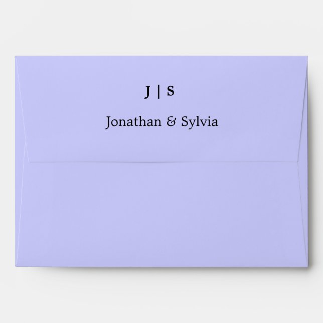 Enveloppe Périwinkle Blue Shade Monogrammes Nom Cool Mariage (Dos (Haut rabat))